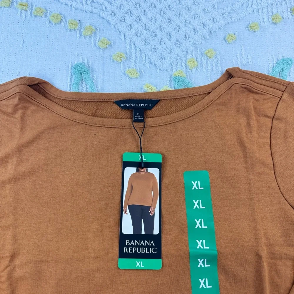 Banana Republic Boatneck Long Sleeve Top Rayon Blend Stretch Tee New - Picture 2 of 7